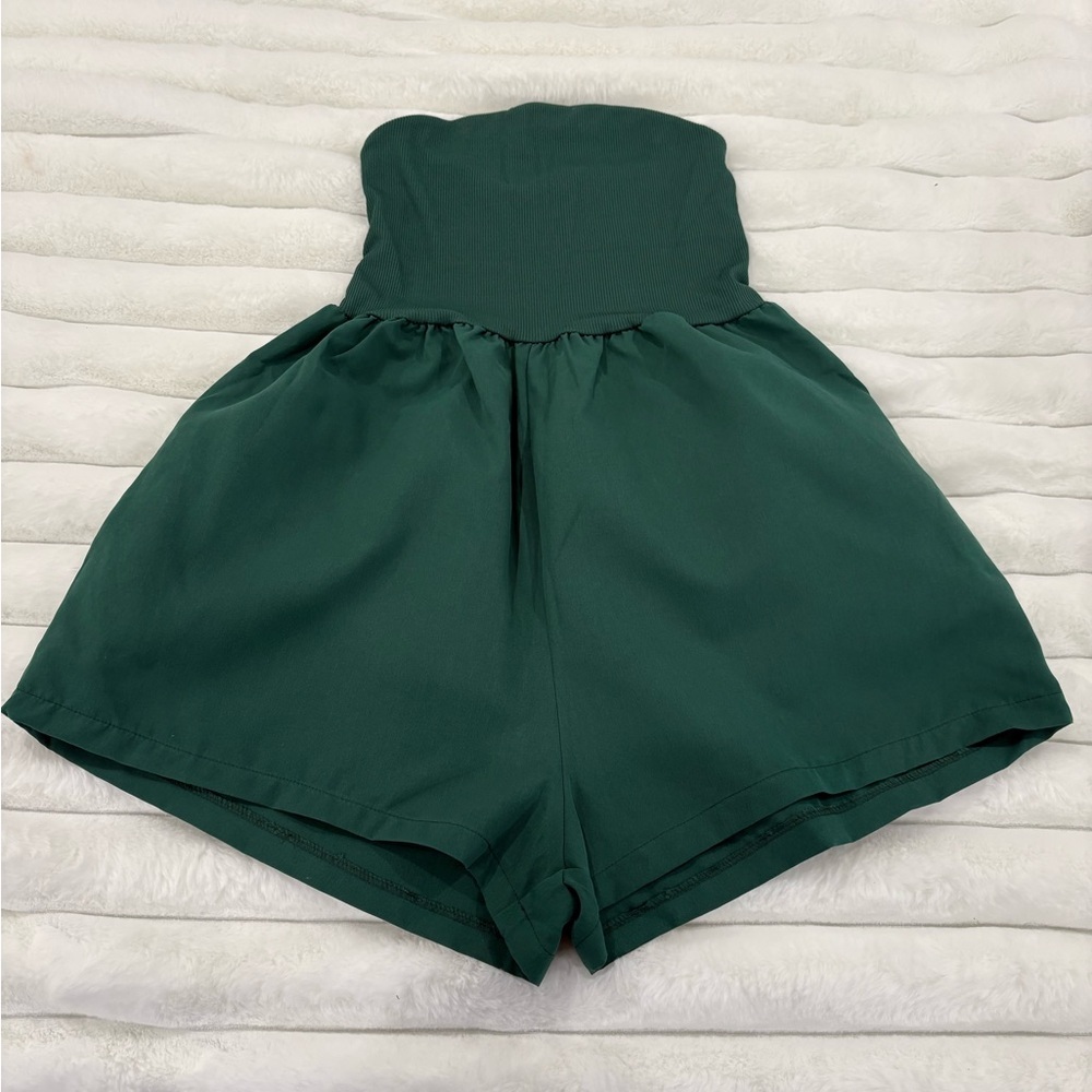 Lovito Green Women's Strapless Romper Night Out Summer Nights Concert